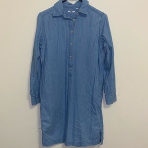 Faux Jean Long Sleeved Dress with Pockets